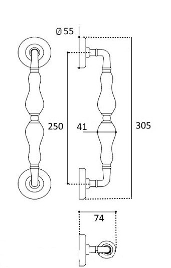 Ручка скоба Venezia LUCRECIA 305мм (250мм) D3 полированная латунь