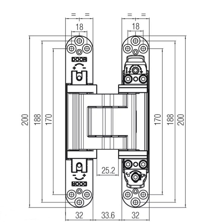 KUBICA 2810 DXSX NO универсальная петля цвет МАТОВЫЙ ЧЕРНЫЙ 100 kg
