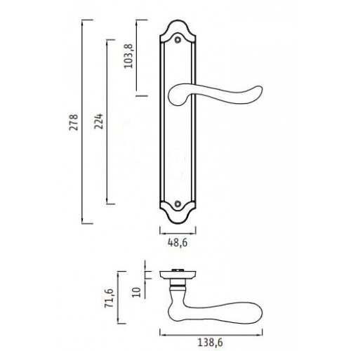 Ручка на планке ARCHIE GENESIS ACANTO ANT. COFFEE (PS) античный кофе Проходная