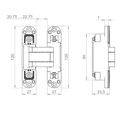 Петля скрытой установки ARMADILLO U3D7002 SC матовый хром TECH