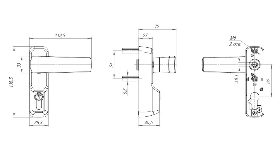 Ручка накладная FUARO AP.H-136 для узкопрофильных дверей с фиксацией ключом для моделей 1700В и 1700С