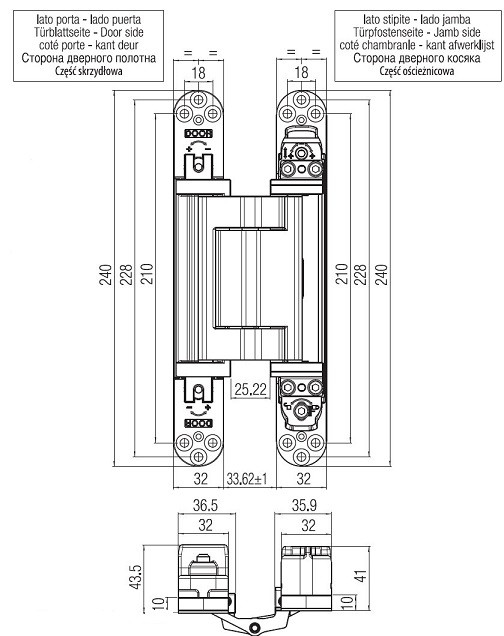 KUBICA 2816 DXSX CS универсальная петля цвет МАТОВЫЙ ХРОМ 160 kg
