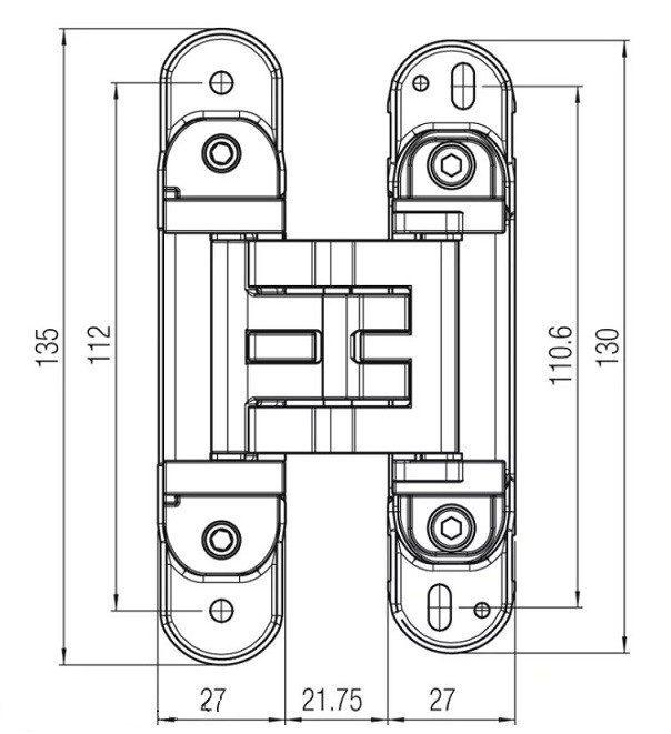 KUBICA 2760 DXSX NR петля скрытая универсальная ЧЕРНЫЙ 60 kg