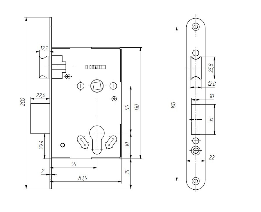 Корпус врезного замка АБСОЛЮТ ЗВ4.011