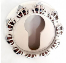 Накладка на цилиндр RENZ INET 10 SW/CP супер белый/хром блестящий