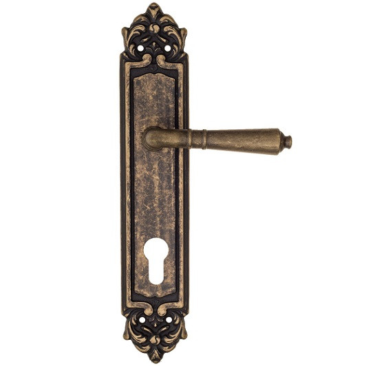Дверная ручка на планке Fratelli Cattini TOSCANA CYL PL96-BA античная бронза