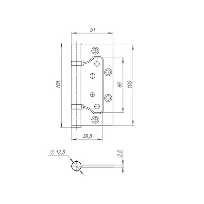 Петля накладная без врезки FUARO из нержавейки 500-2BB 100x2,5 INOX 304 BL черный