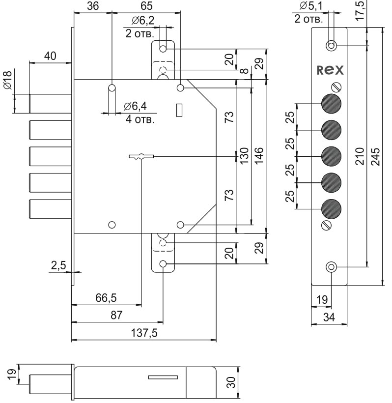 Замок врезной сувальдный ЭЛЬБОР RеХ.3.1 5 кл