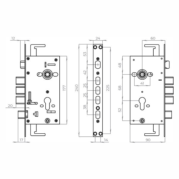 Корпус врезного замка AJAX CH-09CT без цилиндра
