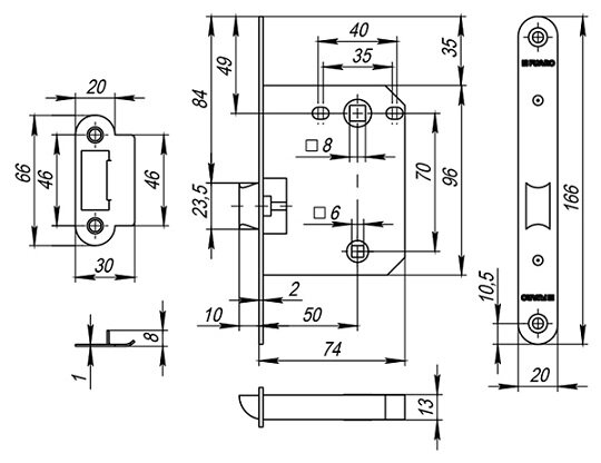 Пластиковая защелка FUARO PLASTIC P82-50 CP хром