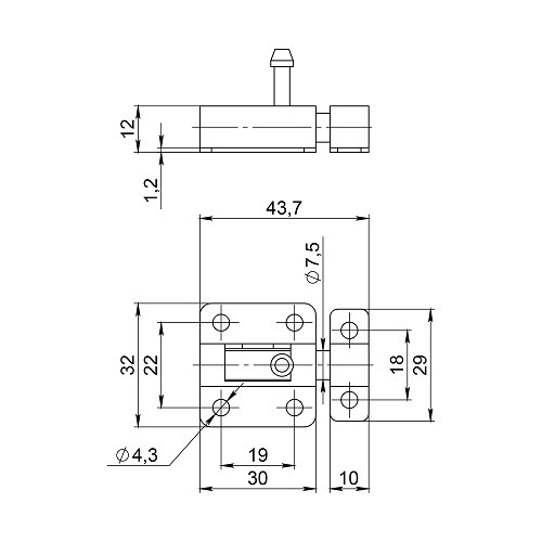 Шпингалет AJAX SPD40х30 WH белый