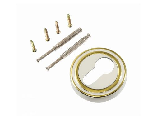 Накладка на цилиндр RENZ INET 16 MSW/GP Матовый супер белый - Латунь блестящая