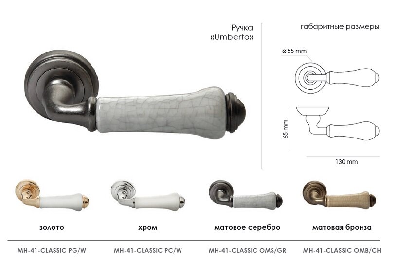Ручка дверная MORELLI MH-41-CLASSIC PC/W хром/белый