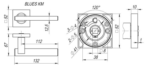 Ручка дверная FUARO BLUES KM SN/CP-3 Матовый никель/хром