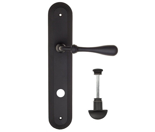 Дверная ручка на планке Fratelli Cattini RETRO WC-2 PL288-NM матовый черный