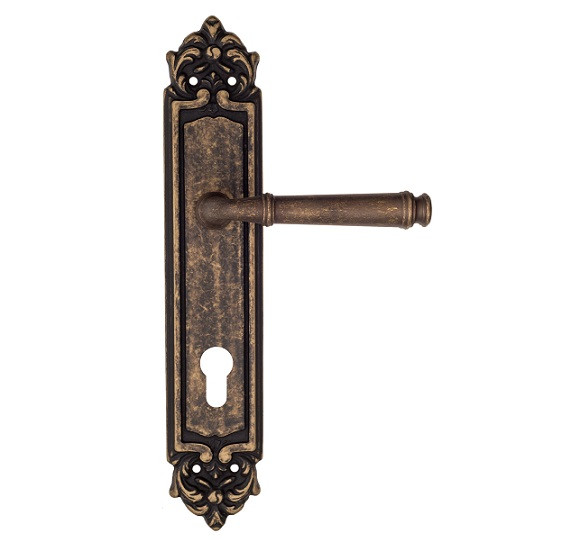 Дверная ручка на планке Fratelli Cattini FARFALLA CYL PL96-BA античная бронза