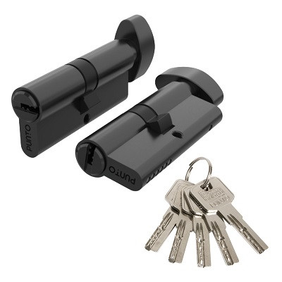 Цилиндровый механизм PUNTO Z3002Knob80(30+10+40) с вертушкой BL черный