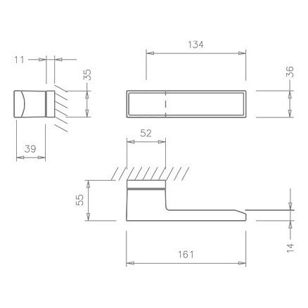 Ручка дверная Tupai Big Line Vario 3084 RE-96 хром матовый