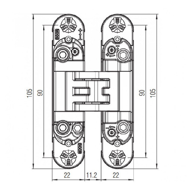 KUBICA 6400 DXSX CR.SAT петля скрытая универсальная самоцентрующаяся МАТОВЫЙ ХРОМ 45 kg
