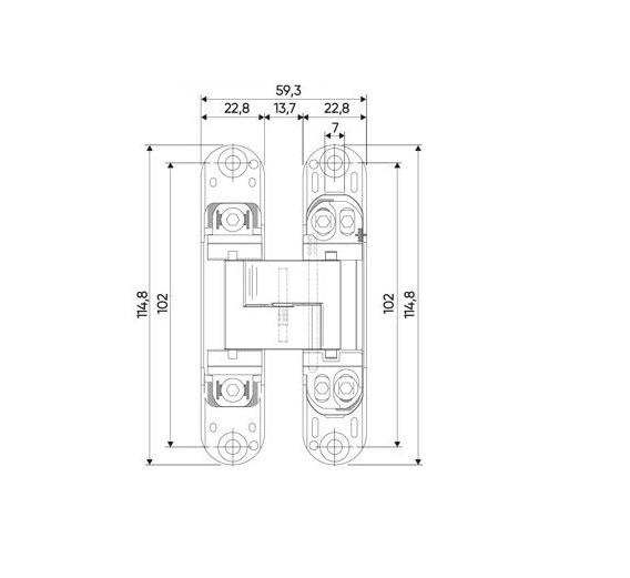 Петля скрытая с 3D регулировкой ARCHIE 115x23-3D-M.CHROME матовый хром