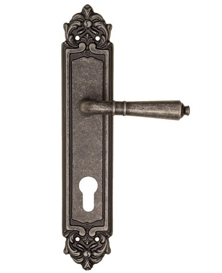 Дверная ручка на планке Fratelli Cattini TOSCANA CYL PL96-IA античное серебро