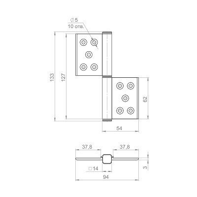 Петля PUNTO универсальная флажковая FL.5030 BL 127х90х3 черный
