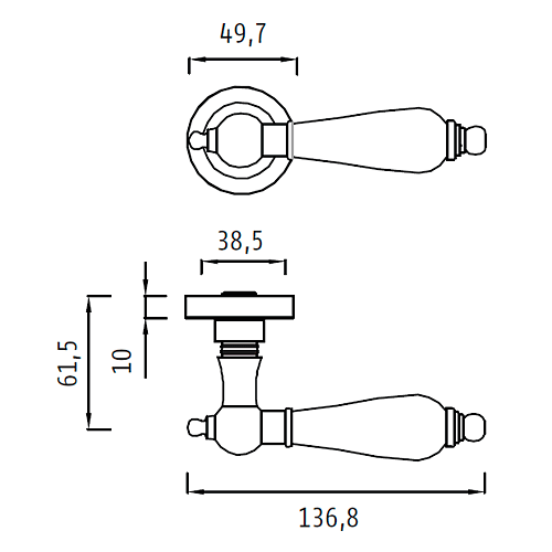 Ручка дверная ARCHIE GENESIS REDONDO BL. SILVER черненое серебро/керамика кракелюр