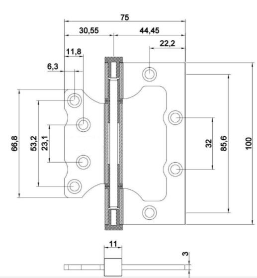 Петля накладная без врезки ADDEN BAU 100X75X3.0 2PP BUT SILVER серебро