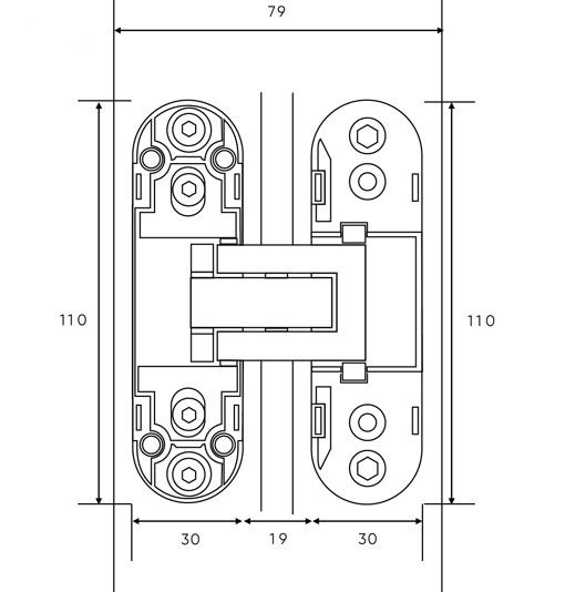 Петля скрытая с 3D регулировкой ARCHIE 110x30-3D-BLACK черный матовый