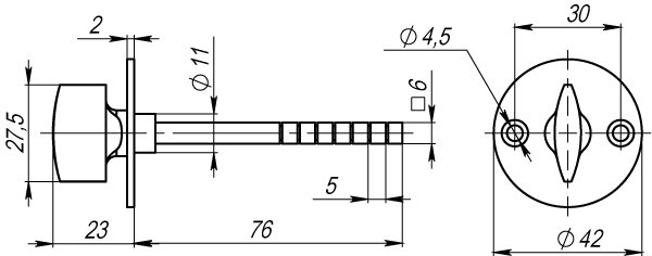 Ручка поворотная ARMADILLO SB-30/6-CP-8 Хром
