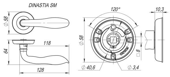 Ручка дверная FUARO DINASTIA SM GOLD-24 золото 24К