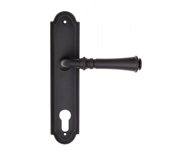Дверная ручка на планке Fratelli Cattini GRACIA CYL PL248-NM матовый черный