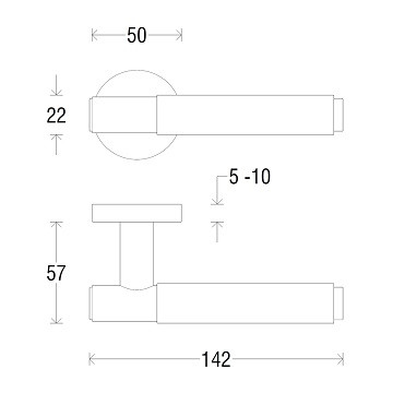 Ручка дверная FADEX FORME 335R CITY матовая бронза FIXA