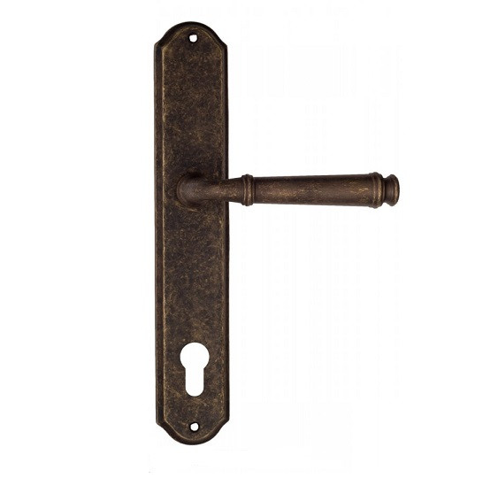 Дверная ручка на планке Fratelli Cattini FARFALLA CYL PL02-BA античная бронза