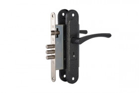 Замок врезной сувальдный с защёлкой в комплекте с ручкой ЗЕНИТ ЗВ9.009/17 серебро 4 кл