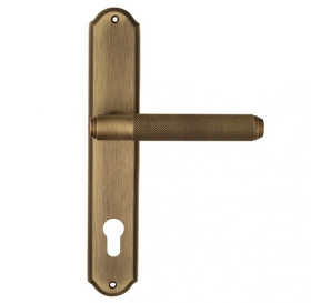 Дверная ручка на планке Venezia EXA ZIG CYL PL02 матовая бронза