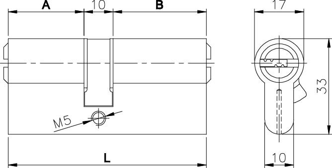 Цилиндровый механизм KALE KILIT 164 SN/80 (35+10+35) mm никель 5 кл.