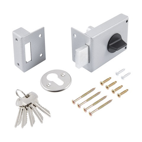 Замок накладной цилиндровый ОМЕГА ЗН1-1.1 ГЛ серый 5 кл