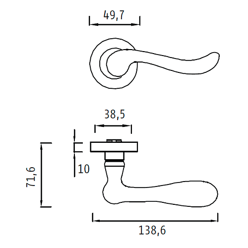 Ручка дверная ARCHIE GENESIS ACANTO S. GOLD (20G) матовое золото