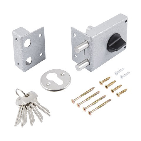 Замок накладной цилиндровый ОМЕГА ЗН1-1.2 ГЛ серый 5 кл