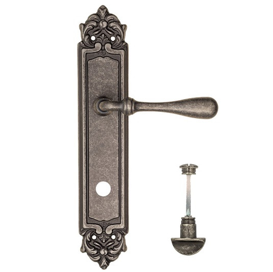 Дверная ручка на планке Fratelli Cattini RETRO WC-2 PL96-IA античное серебро