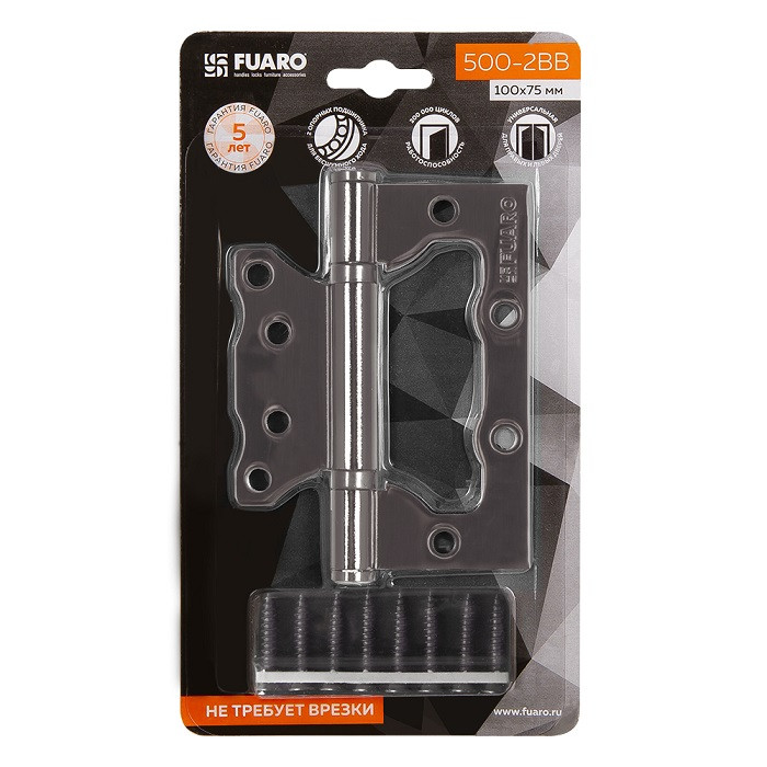 Петля накладная без врезки FUARO 500-2BB/BL 100x2,5 GR графит
