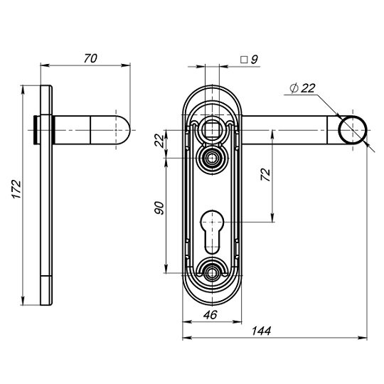 Ручка на планке FUARO DH-0433/2 для антипаники (1300А, 1700A) - без пружины