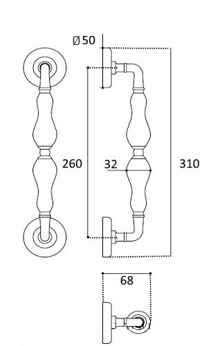Ручка скоба Venezia MONTE CRISTO 310мм (260мм) D1 французское золото