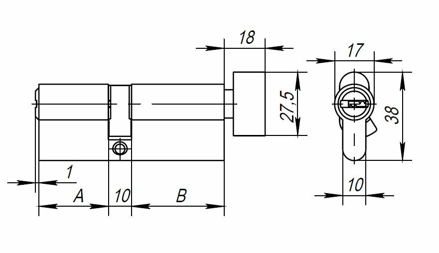 Цилиндровый механизм с вертушкой AJAX AX202/80 mm (30+10+40) CP хром 5 кл.