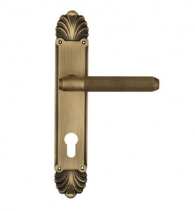 Дверная ручка на планке Venezia EXA ZIG CYL PL87 матовая бронза