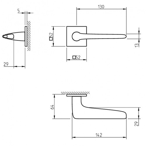Ручка дверная Tupai 4164 5S Q-158 сатинированная латунь