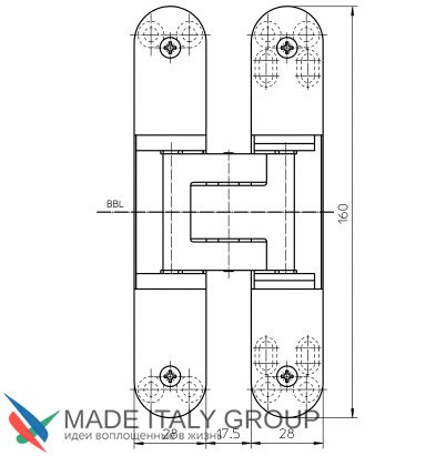 Петля скрытая универсальная TECTUS TE 340 3D до 80 кг SIMONSWERK (F1) хром матовый