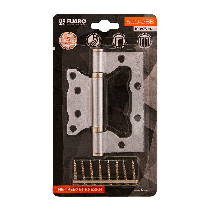 Петля накладная без врезки FUARO 500-2BB/BL 100x2,5 WP белый жемчуг