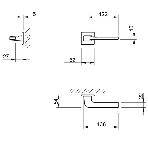Ручка дверная Tupai Supra 3097 5S Q-96 хром матовый